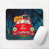 Pug Dog Driving Car Scary Halloween Muismat (Met muis)