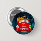Pug Dog Driving Car Scary Halloween Ronde Button 5,7 Cm (Voorkant /achterkant)