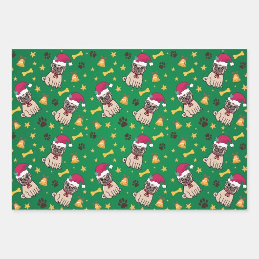 Pug Dog en Kerstmis Inpakpapier Vel (Voorkant 2)