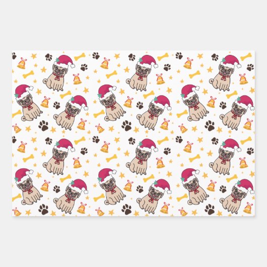 Pug Dog en Kerstmis Inpakpapier Vel (Voorkant)