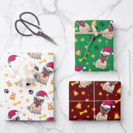 Pug Dog en Kerstmis Inpakpapier Vel