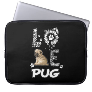 Pug dog Flower Lover Laptop Sleeve