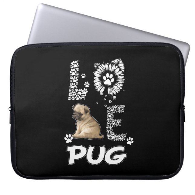 Pug dog Flower Lover Laptop Sleeve (Voorkant)