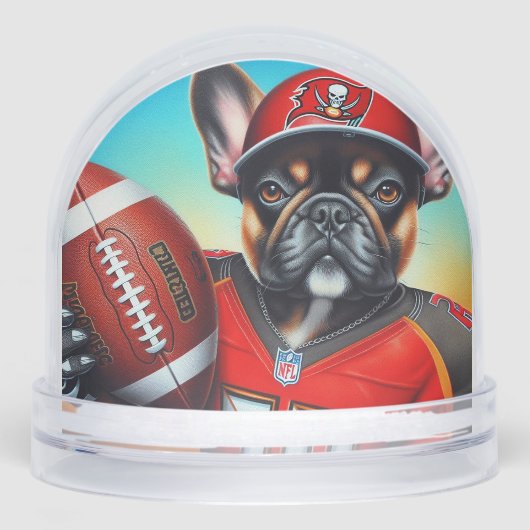 Pug Dog Football Speler Sneeuwbol (Voorkant)