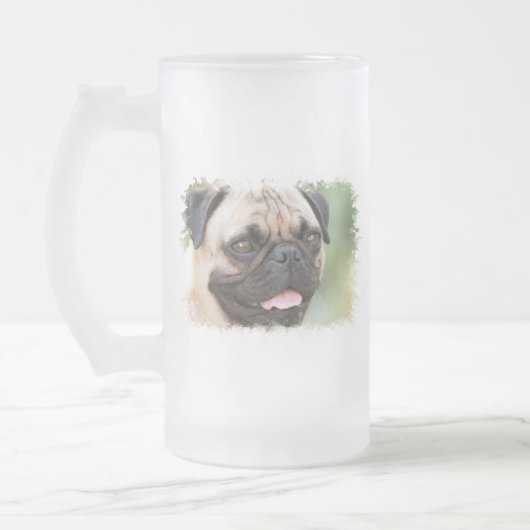 Pug Dog Frosted Beer Mok (Links)