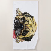 Pug Dog Funny Beach Towel - Uw kleuren Strandlaken (Voorkant)
