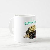 Pug Dog Funny Coffee Mok - aangepaste tekst (Voorkant links)