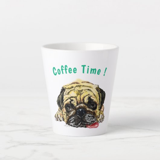 Pug Dog Funny Latte Mok - Aangepaste tekst (Voorkant)