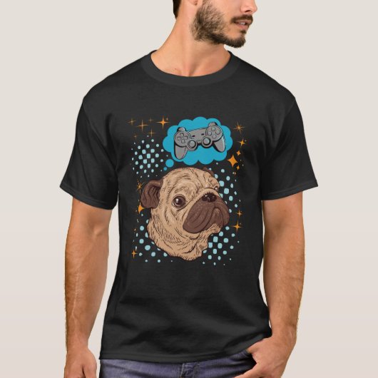 Pug Dog Gamer T-shirt (Voorkant)