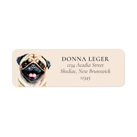 Pug Dog gepersonaliseerd adres Etiket (Voorkant)
