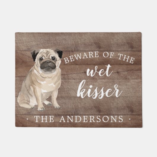 Pug Dog Gepersonaliseerde Deurmat (Voorkant)