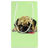 Pug Dog Gift Bag Funny - Uw kleuren of tekst Klein Cadeauzakje (Achterkant)
