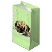 Pug Dog Gift Bag Funny - Uw kleuren of tekst Klein Cadeauzakje (Voorkant Gekanteld)