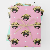 Pug Dog Gift Wrap Reeks Inpakpapier Vel (In situ)