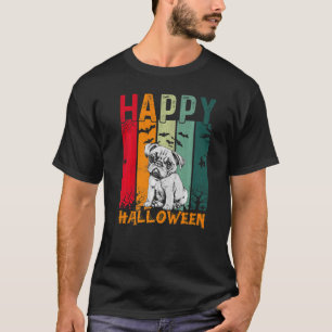 Pug Dog Girls Boys Retro Style Halloween Dinner P T-shirt