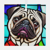 Pug Dog "Glas in lood" Glas Ornament (Achterkant)