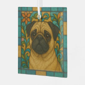Pug Dog "Glas in lood" Glas Ornament (Voorkant links)