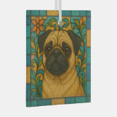 Pug Dog "Glas in lood" Glas Ornament (Voorkant Rechts)