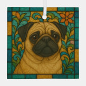 Pug Dog "Glas in lood" Glas Ornament (Achterkant)