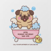 Pug Dog Grooming Salon Raamsticker (Vel)