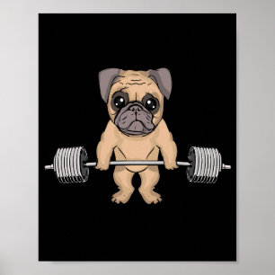 Pug Dog Gym Lover Vrouwen Deadlift Mannen Bodybuil Poster