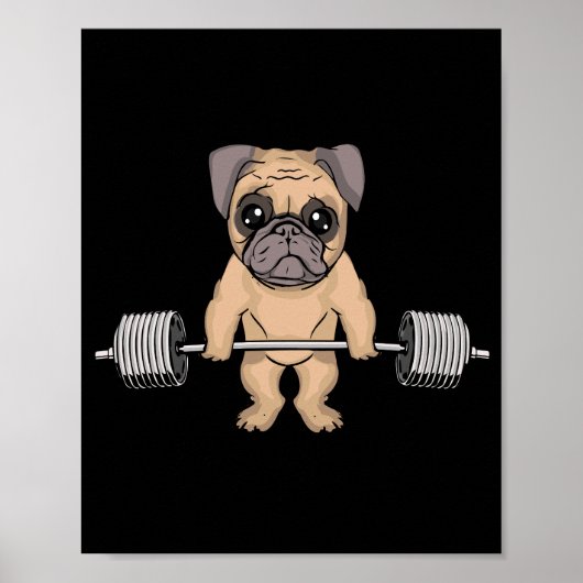 Pug Dog Gym Lover Vrouwen Deadlift Mannen Bodybuil Poster (Voorkant)