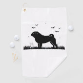 Pug Dog - Halloween Moon Silhouette Classic T-Shir Golfhanddoek (Insitu)