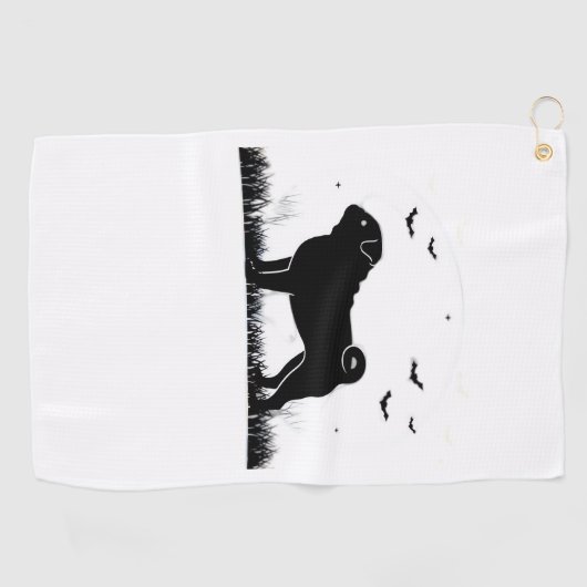 Pug Dog - Halloween Moon Silhouette Classic T-Shir Golfhanddoek (Horizontaal)