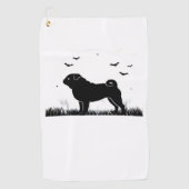 Pug Dog - Halloween Moon Silhouette Classic T-Shir Golfhanddoek (Voorkant)