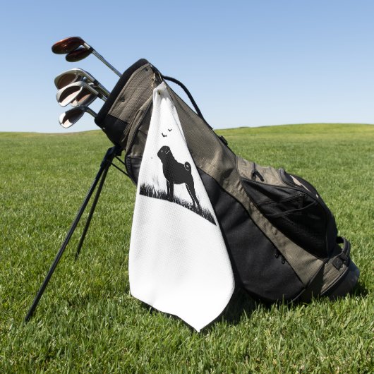 Pug Dog - Halloween Moon Silhouette Classic T-Shir Golfhanddoek (Groen)