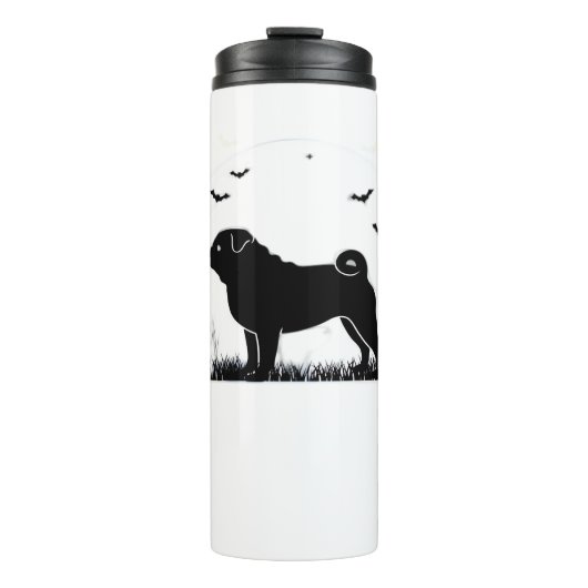 Pug Dog - Halloween Moon Silhouette Classic T-Shir Thermosbeker (Voorkant)