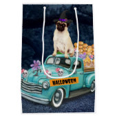 Pug Dog Halloween Truck Scary Night Medium Cadeauzakje (Achterkant)