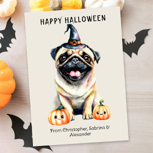 Pug Dog Happy Halloween Feestdagenkaart