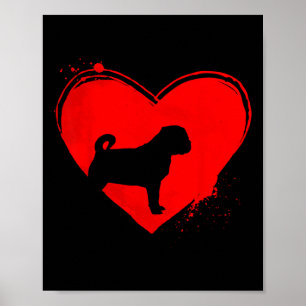 Pug Dog Heart Shape Valentijn Hondenliefhebbers Poster