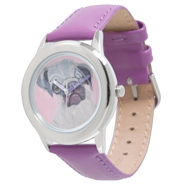 Pug Dog Horloge (Gekanteld)