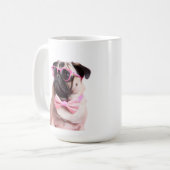 pug dog in a bow koffiemok (Voorkant links)