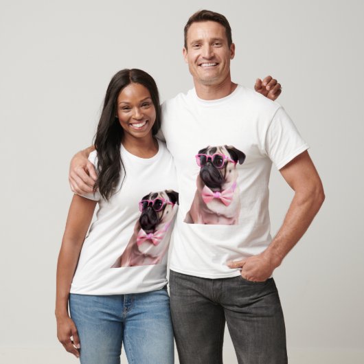 pug dog in a bow t-shirt (Unisex)