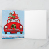 Pug Dog in auto met kerstman Kaart (Binnen)