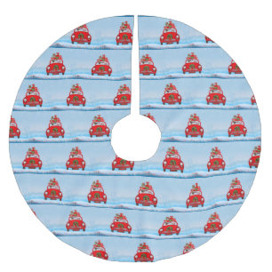 Pug Dog in auto met kerstman Kerstboom Rok