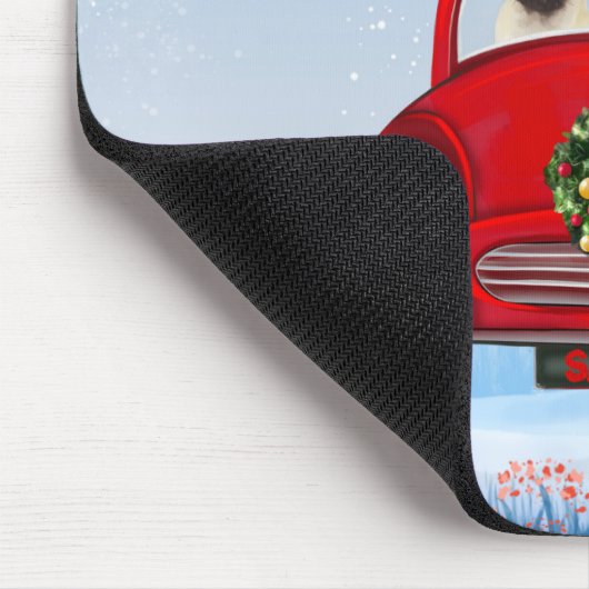 Pug Dog in auto met kerstman Muismat (Hoek)