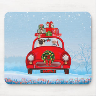 Pug Dog in auto met kerstman Muismat