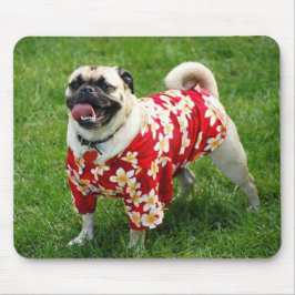 Pug Dog in een Hawaïaans Shirt Muismat