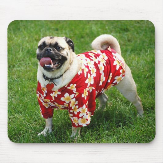 Pug Dog in een Hawaïaans Shirt Muismat (Voorkant)