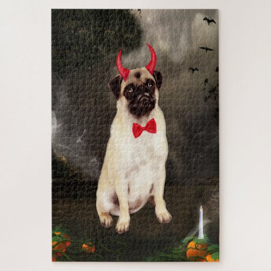 Pug Dog in Halloween Kostuum Legpuzzel (Verticaal)
