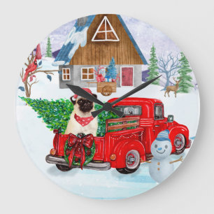Pug Dog in kerstcadeauwagen Grote Klok