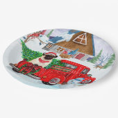 Pug Dog in kerstcadeauwagen Papieren Bordje (Gekanteld)