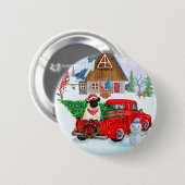 Pug Dog in kerstcadeauwagen Ronde Button 5,7 Cm (Voorkant /achterkant)