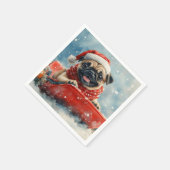 Pug Dog in Sledge Laat het Sneeuw Kerstmis Servet (Hoek)