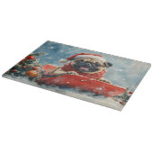 Pug Dog in Sledge Laat het Sneeuw Kerstmis Snijplank (Hoek)