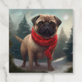 Pug Dog in Sneeuw Kerstmis Bedankjes Labels (Achterkant)